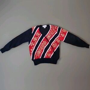 Petite Sophisticate Vintage Sweater Sz M Blended Fabric  Red White Blue & Gold